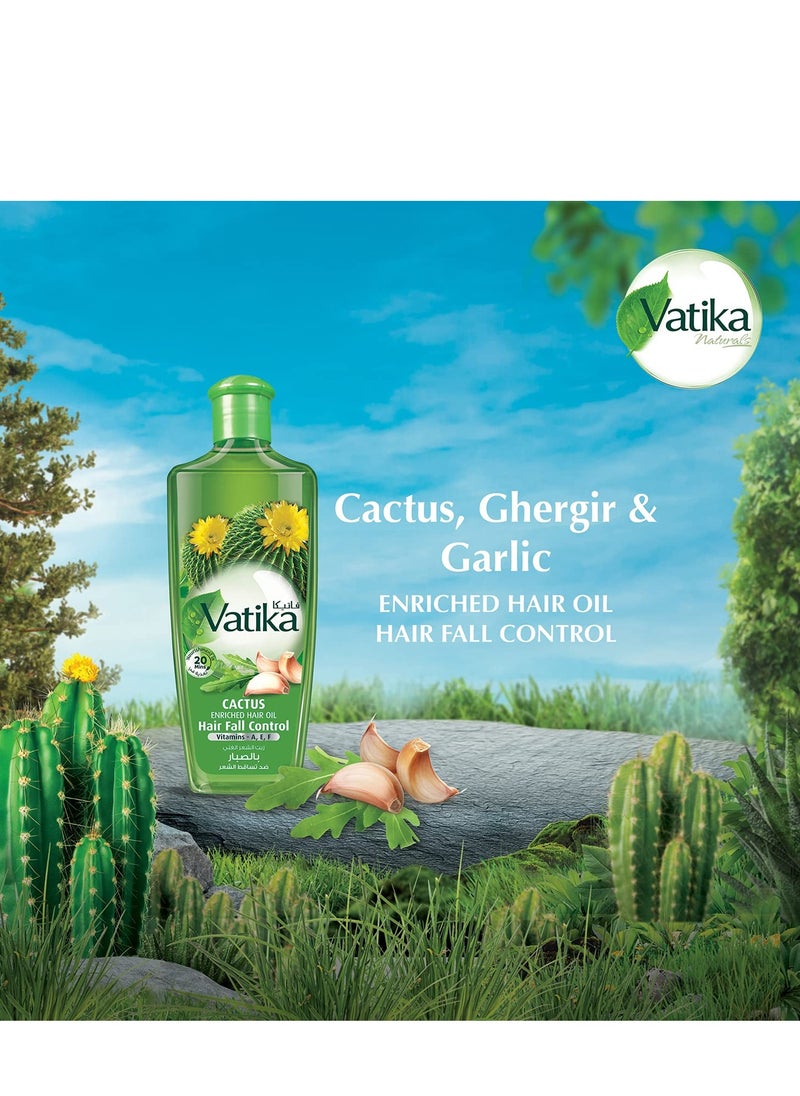 Dabur Vatika Naturals Enriched Hair Oil Serum for Natural Moisturizing, Strengthening, Nourishing and Healthy Scalp, Soft, Manageable, Smooth & Silky Hair From Root to Tip (Cactus)