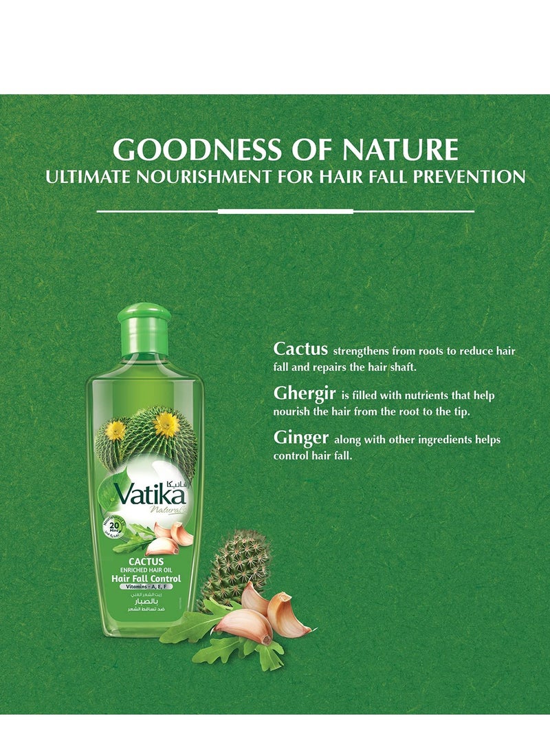 Dabur Vatika Naturals Enriched Hair Oil Serum for Natural Moisturizing, Strengthening, Nourishing and Healthy Scalp, Soft, Manageable, Smooth & Silky Hair From Root to Tip (Cactus)