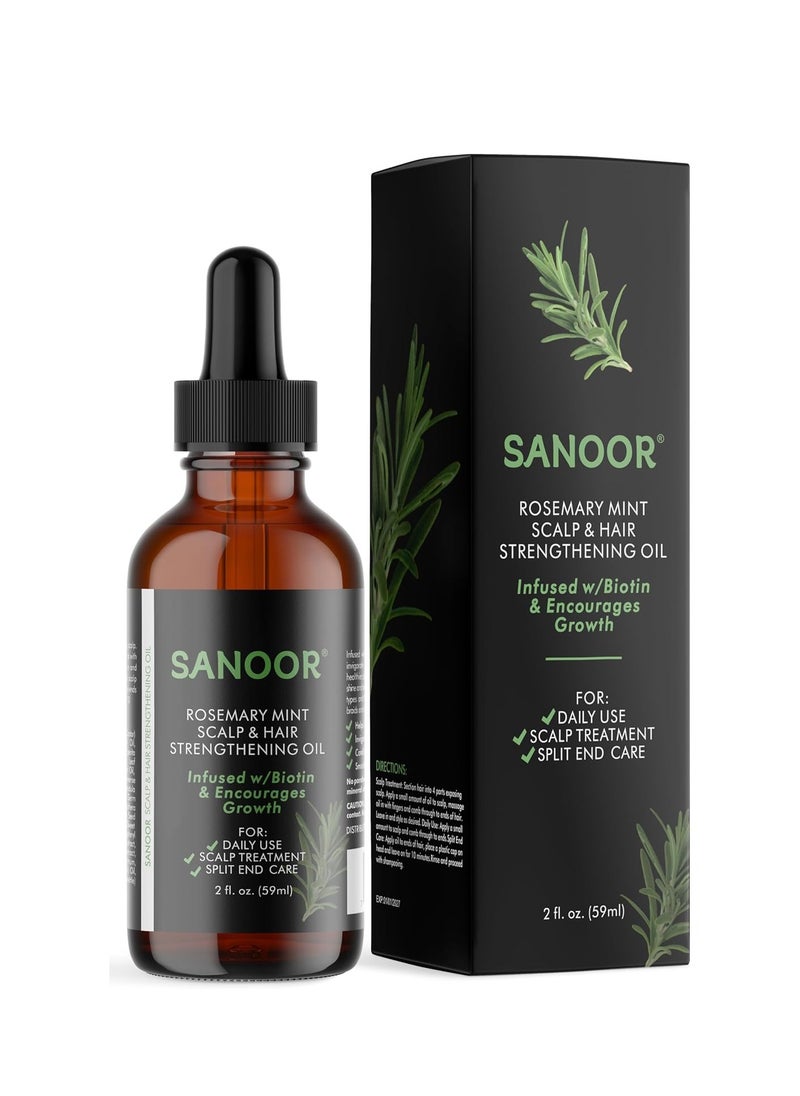 SANOOR® Rosemary Mint, Scalp Hair Growth Oil, Infused Biotin to Encourages Hair Growth | Healthier, Stronger & Long Strands | All Type & Texture | Straight, Waves & Chemically Treated Hairs