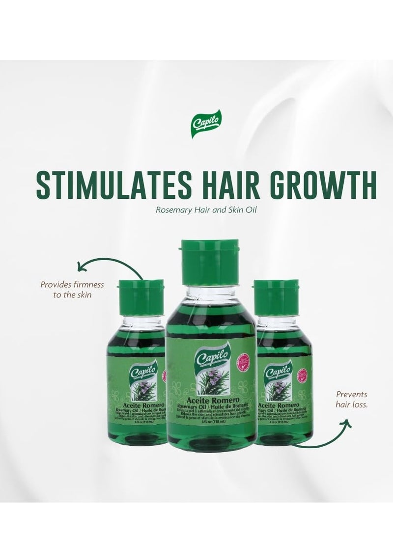 Capilo Rosemary Oil, Hair Growth and Skin Treatment (4oz Bottle), Blend of Mineral Oil and Fruit Oil