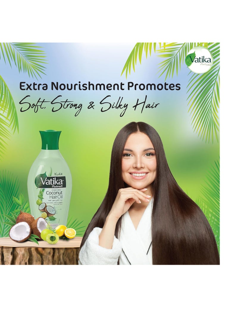 Dabur Vatika Naturals Coconut Hair Oil with Henna, Amla, Lemon & 5 Herbs - Nourish & Strengthen Hair & Scalp for Healthy & Radiant Hair for Kids, Women & Adults - 10.14 Fl Oz (Pack of 1)
