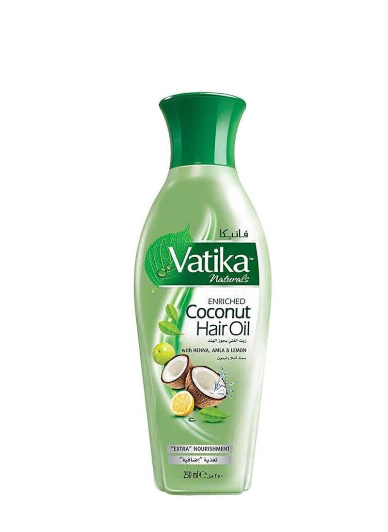 Dabur Vatika Naturals Coconut Hair Oil with Henna, Amla, Lemon & 5 Herbs - Nourish & Strengthen Hair & Scalp for Healthy & Radiant Hair for Kids, Women & Adults - 10.14 Fl Oz (Pack of 1)