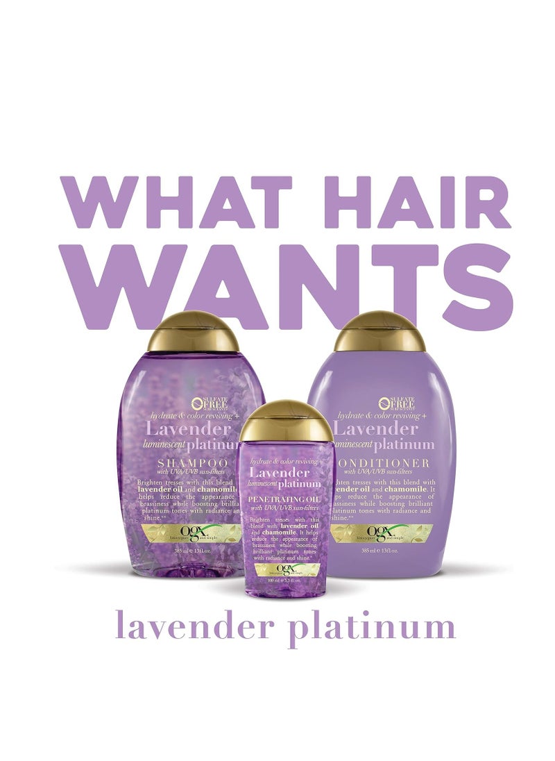 OGX Hydrate & Color Reviving + Luminescent Platinum Penetrating Oil, Lavender 3.3 Fl Oz