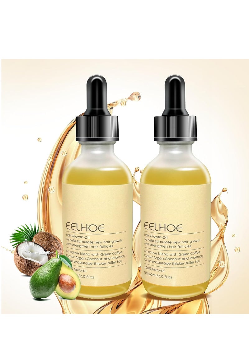 2 Pcs Veganic Natural Hair Growth Oil, Suitable for Dry Damaged Hair and Thinning Hair