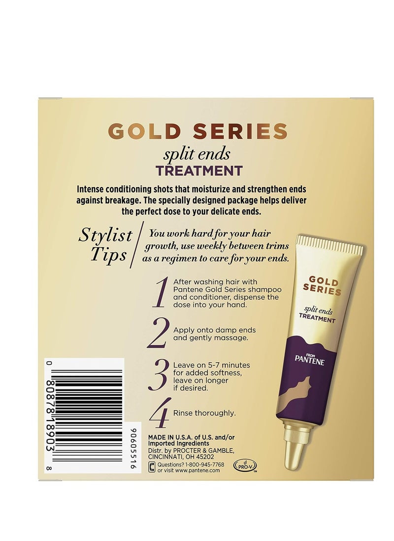 Pantene Gold Series Split Ends Treatment, for Curly and Coily Hair, Infused with Argan Oil, 0.5 Fl Oz x 4 Count