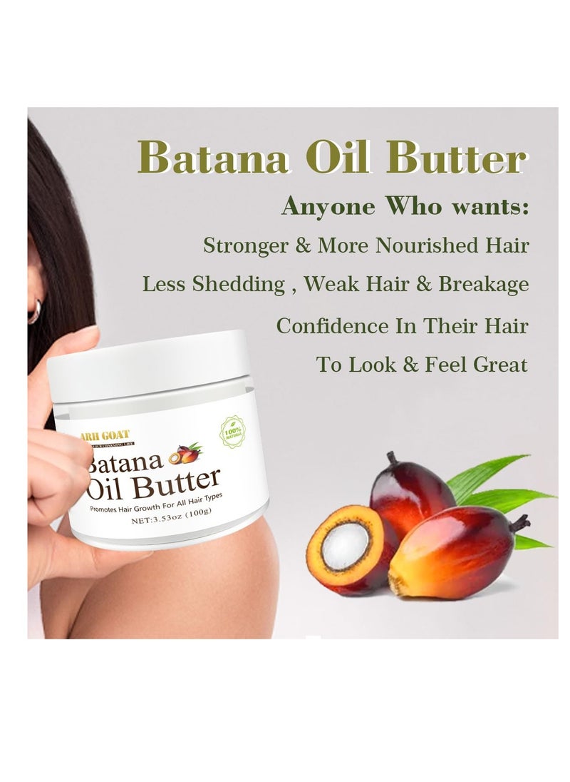 Batana Oil - Promotes Hair Growth, 100% Natural Ingredients Pure raw Batana Butter for Women & Men - 3.53 oz, Strengthen Hair & Scalp