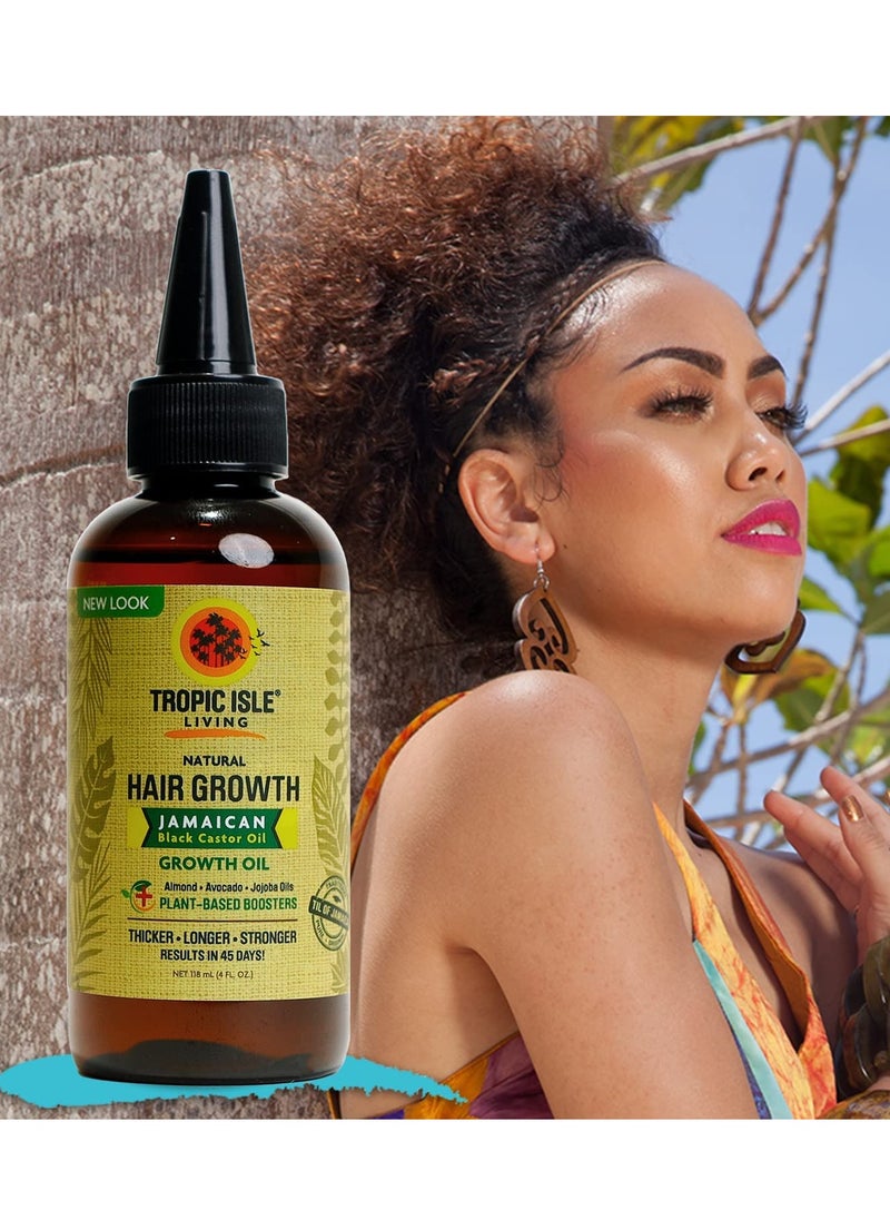 Tropic Isle Living Jamaican Black Castor Oil Hair Growth Oil 4oz Brush Set | Help Moisturize and Strengthen Hair | Prevents Breakage & Excess Hair Loss