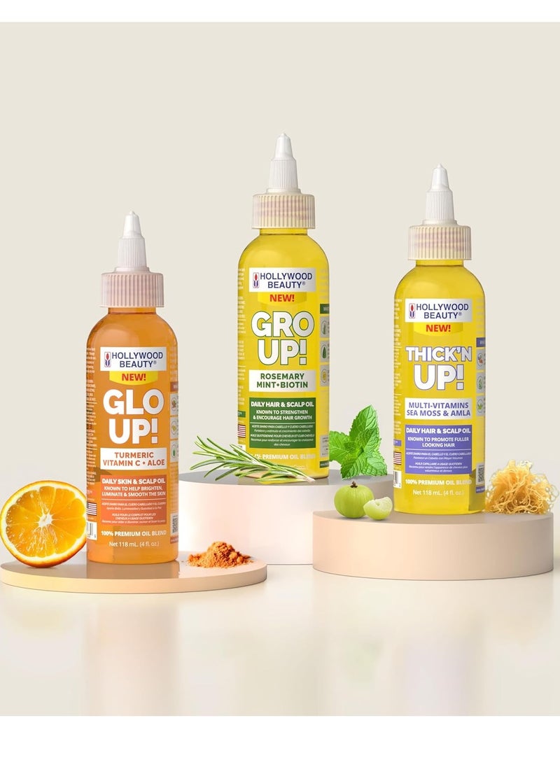 Hollywood Beauty Level Up! Daily Hair, Scalp & Skin Oil Trio (3 Products)