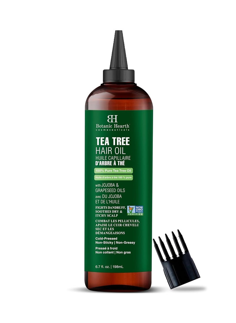 Botanic Hearth Tea Tree Oil for Hair (6.7 fl oz) | With Jojoba & Grapeseed Oils | Soothes Itchy Scalp & Fights Dandruff | Non GMO Verified