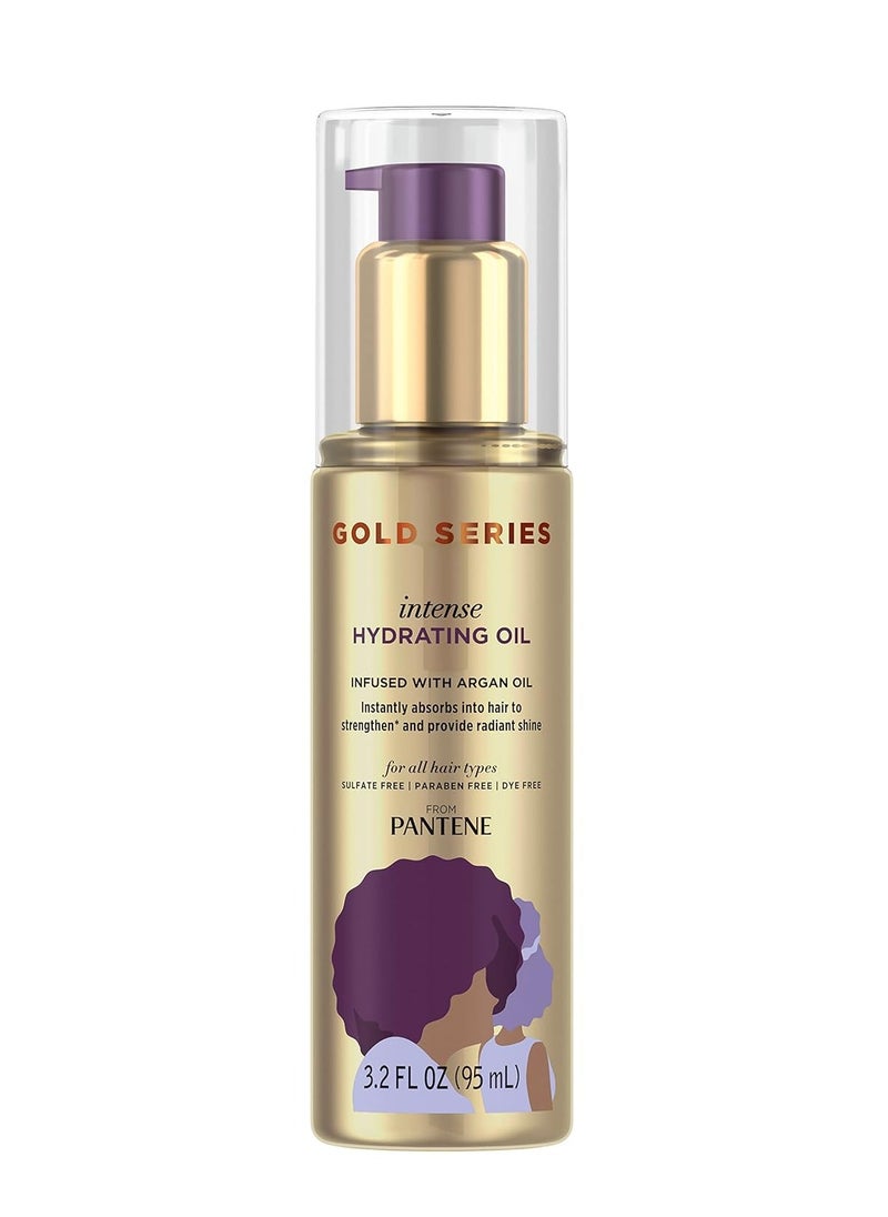 Pantene Gold Series Intense Hydrating Oil Treatment, 3.2 Fl Oz – Hair Oil Infused with Rich Argan Oil for Beautiful, Shiny Hair - Dye, Paraben and Sulfate Free Formula