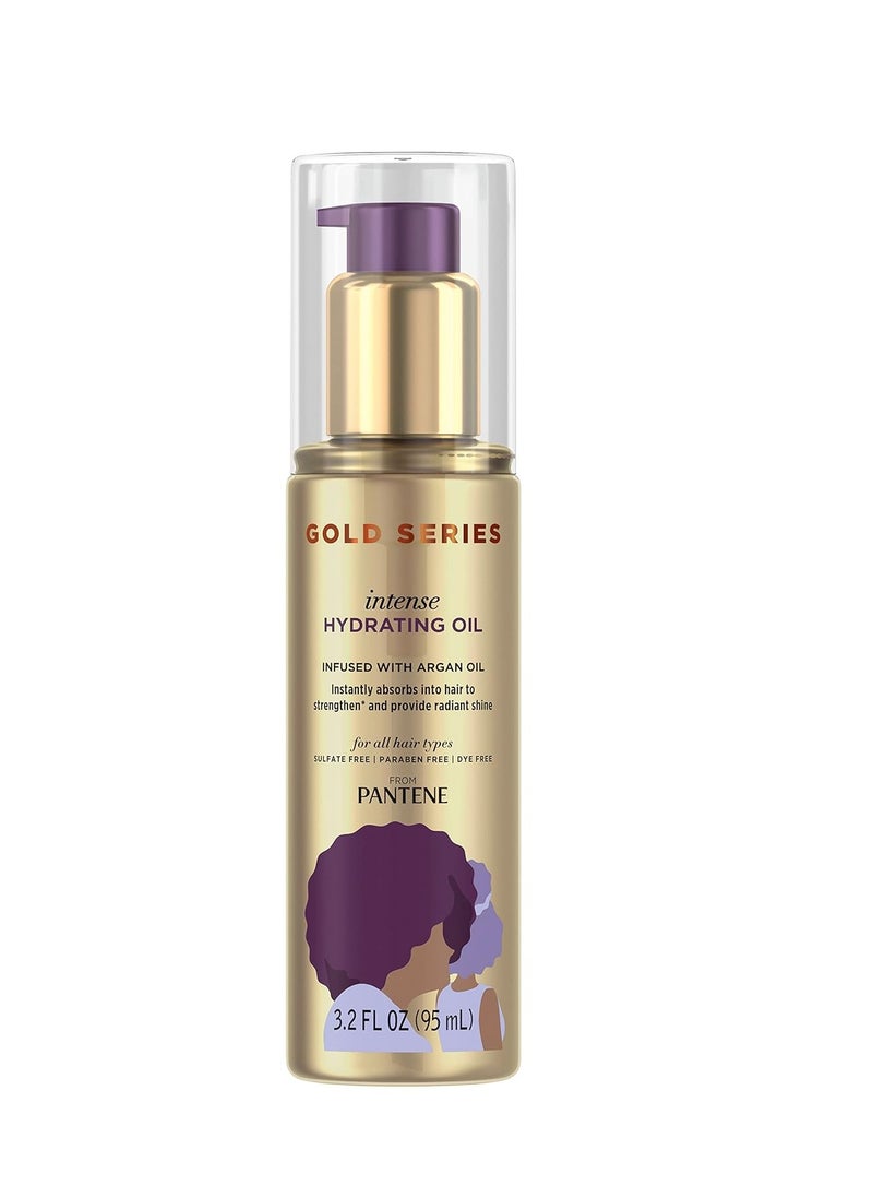 Pantene Gold Series Intense Hydrating Oil Treatment, 3.2 Fl Oz – Hair Oil Infused with Rich Argan Oil for Beautiful, Shiny Hair - Dye, Paraben and Sulfate Free Formula