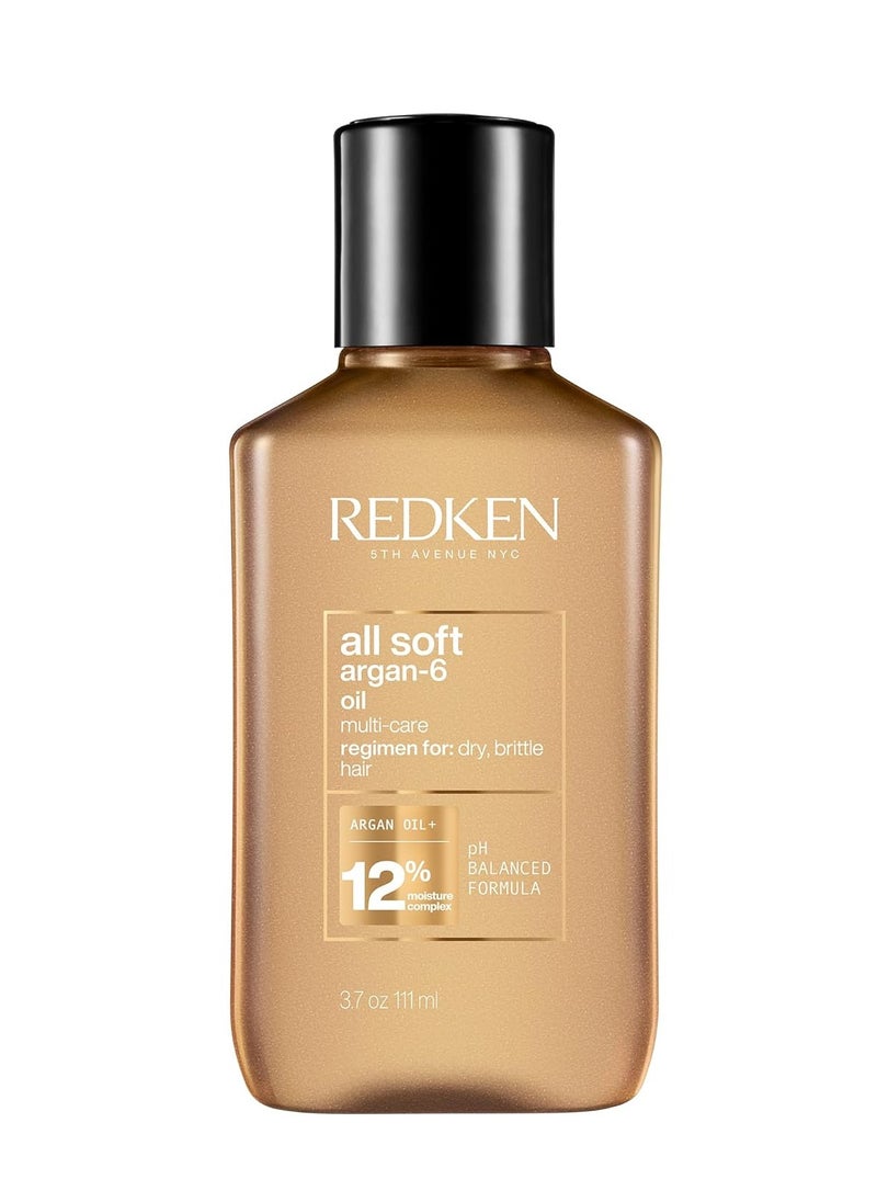 Redken All Soft Argan Hair Oil | For Dry & Brittle Hair | Adds Softness and Boosts Shine | Deeply Conditions and Moisturizes | With Argan -6 Oil & Moisture Complex