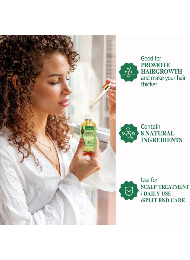 Rosemary Oil For Hair Growth, 3.1 Fl Oz, Pure Natural Scalp Oil With Essential Oils, Nourishing Treatment For Split Ends, Dry Scalp