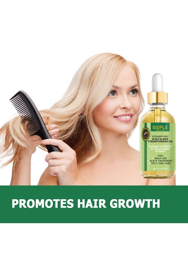 Rosemary Oil For Hair Growth, 3.1 Fl Oz, Pure Natural Scalp Oil With Essential Oils, Nourishing Treatment For Split Ends, Dry Scalp