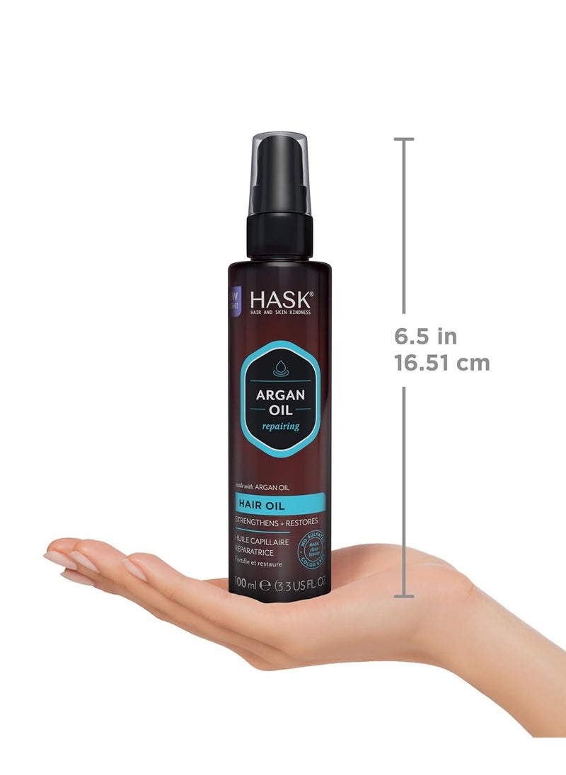 HASK ARGAN Repairing Shine Hair Oil for All Hair Types, Vegan, Color Safe, Gluten-free, Sulfate-free, Paraben-free - Pack of 3