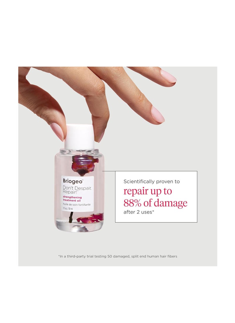 Briogeo Don't Despair, Repair! Strengthening Treatment Oil, Hair Oil Treatment for Dry, Damaged Hair, Helps Seal Split Ends, Enhances Shine, Hydrates, Nourishes, Vegan, Cruelty-Free, 1 fl oz