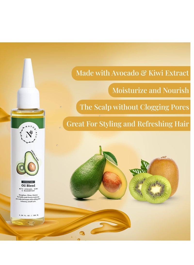 NaturAll Hydrating Hair Oil Blend with Cold pressed Avocado and Kiwi seed oils-Hair Growth Oil with Vitamin E & C- Hair Growth Serum for Hair Repair, Frizz, Breakage & Split Ends (3.38 FL OZ)