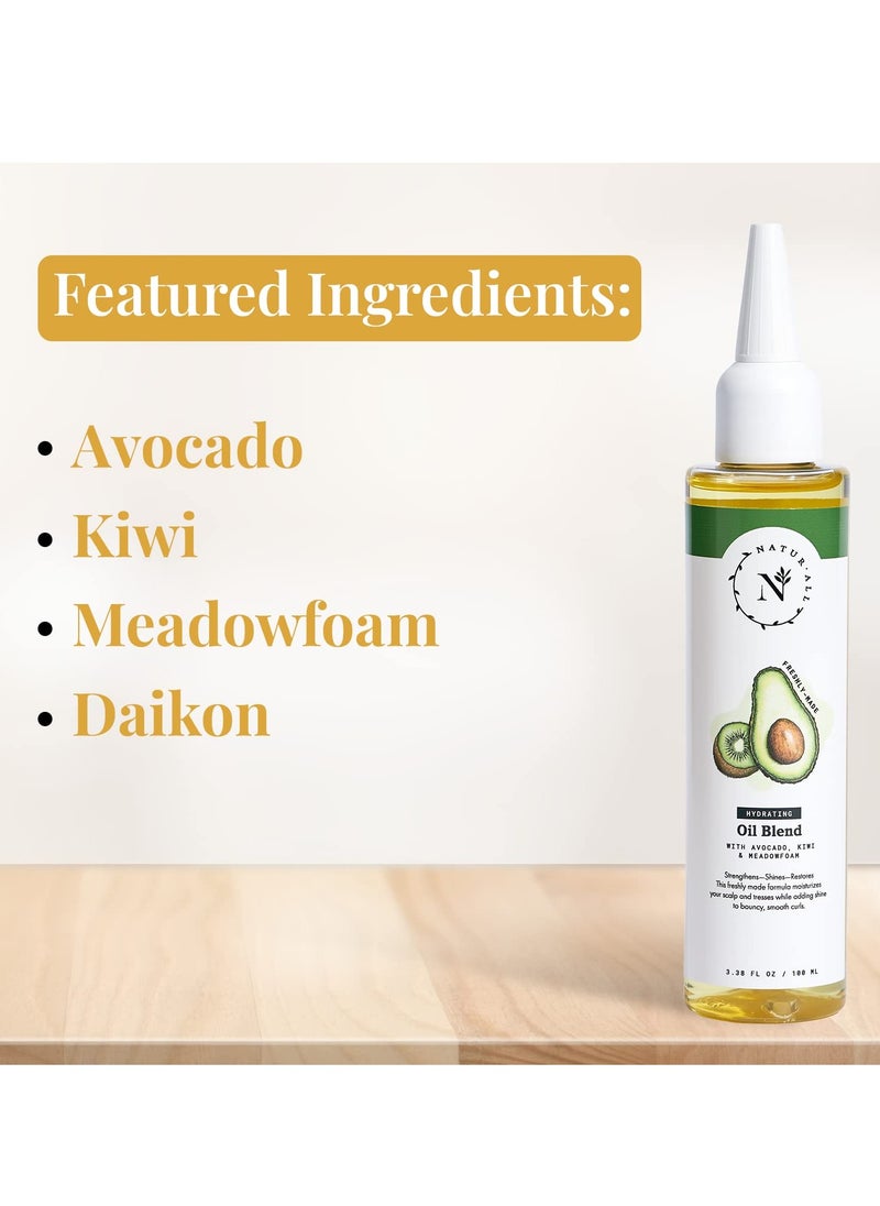NaturAll Hydrating Hair Oil Blend with Cold pressed Avocado and Kiwi seed oils-Hair Growth Oil with Vitamin E & C- Hair Growth Serum for Hair Repair, Frizz, Breakage & Split Ends (3.38 FL OZ)
