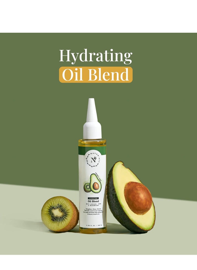 NaturAll Hydrating Hair Oil Blend with Cold pressed Avocado and Kiwi seed oils-Hair Growth Oil with Vitamin E & C- Hair Growth Serum for Hair Repair, Frizz, Breakage & Split Ends (3.38 FL OZ)