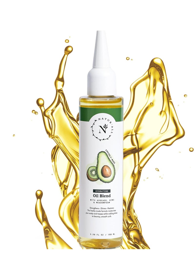NaturAll Hydrating Hair Oil Blend with Cold pressed Avocado and Kiwi seed oils-Hair Growth Oil with Vitamin E & C- Hair Growth Serum for Hair Repair, Frizz, Breakage & Split Ends (3.38 FL OZ)