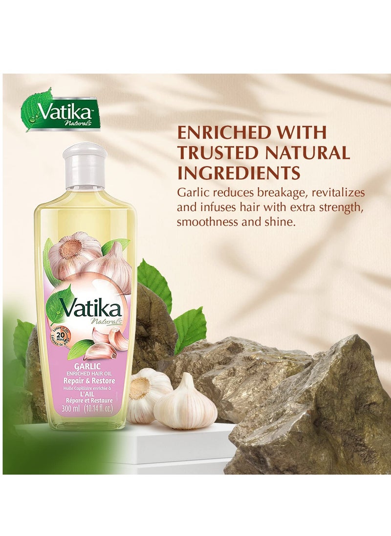 Dabur Vatika Naturals Enriched Hair Oil, Natural Moisturizing, Strengthening & Hair Oil Serum for Healthy Scalp, Nourishing Hair Oil for Soft, Manageable, Smooth & Silky Hair From Root to Tip (Garlic)