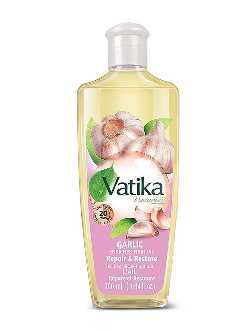 Dabur Vatika Naturals Enriched Hair Oil, Natural Moisturizing, Strengthening & Hair Oil Serum for Healthy Scalp, Nourishing Hair Oil for Soft, Manageable, Smooth & Silky Hair From Root to Tip (Garlic)