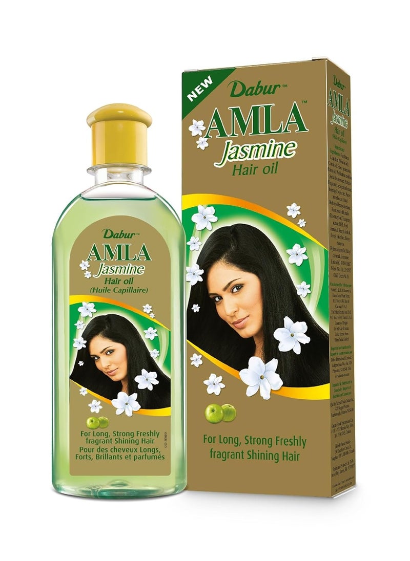 Dabur Amla Jasmine Hair Oil - Indian Hair Treatment for Healthy Hair, Moisturized Scalp, and Strengthening, Men and Women, 10.14 Fl Oz
