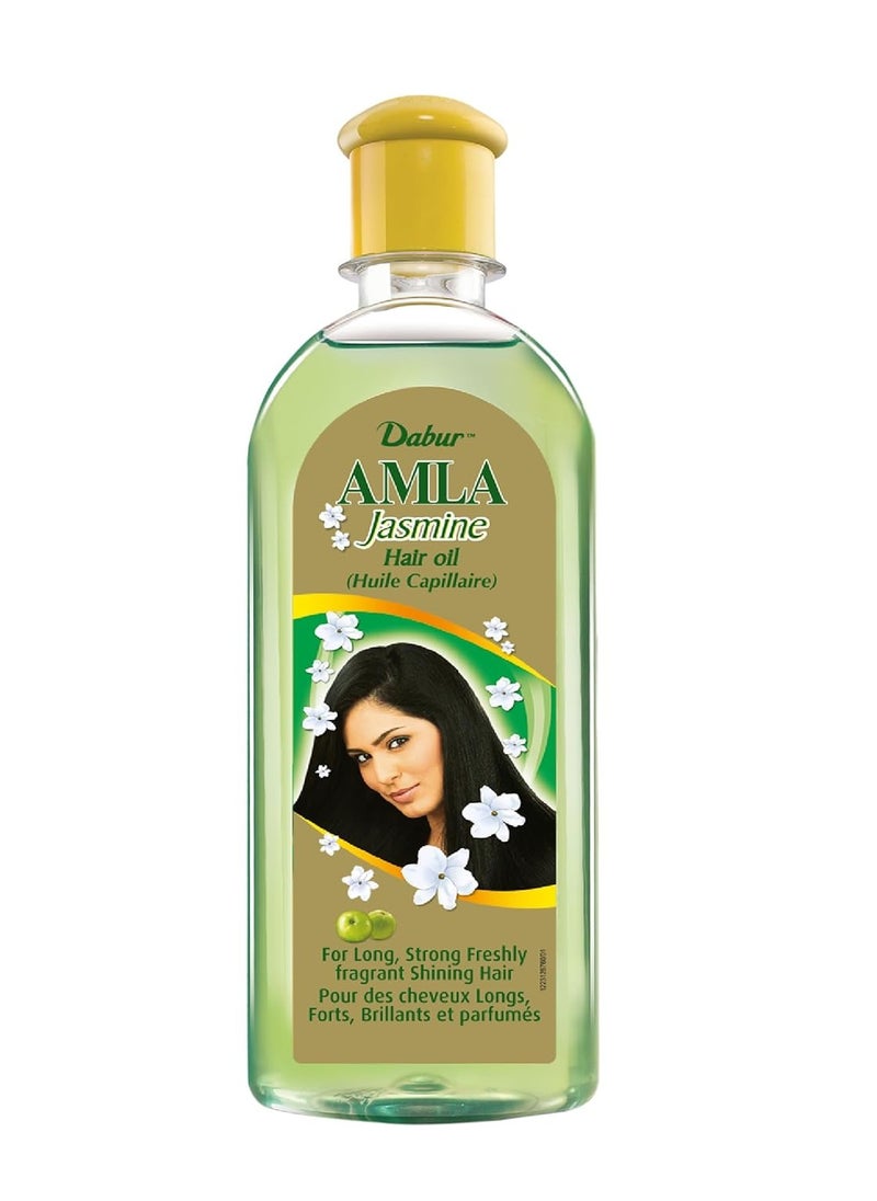 Dabur Amla Jasmine Hair Oil - Indian Hair Treatment for Healthy Hair, Moisturized Scalp, and Strengthening, Men and Women, 10.14 Fl Oz