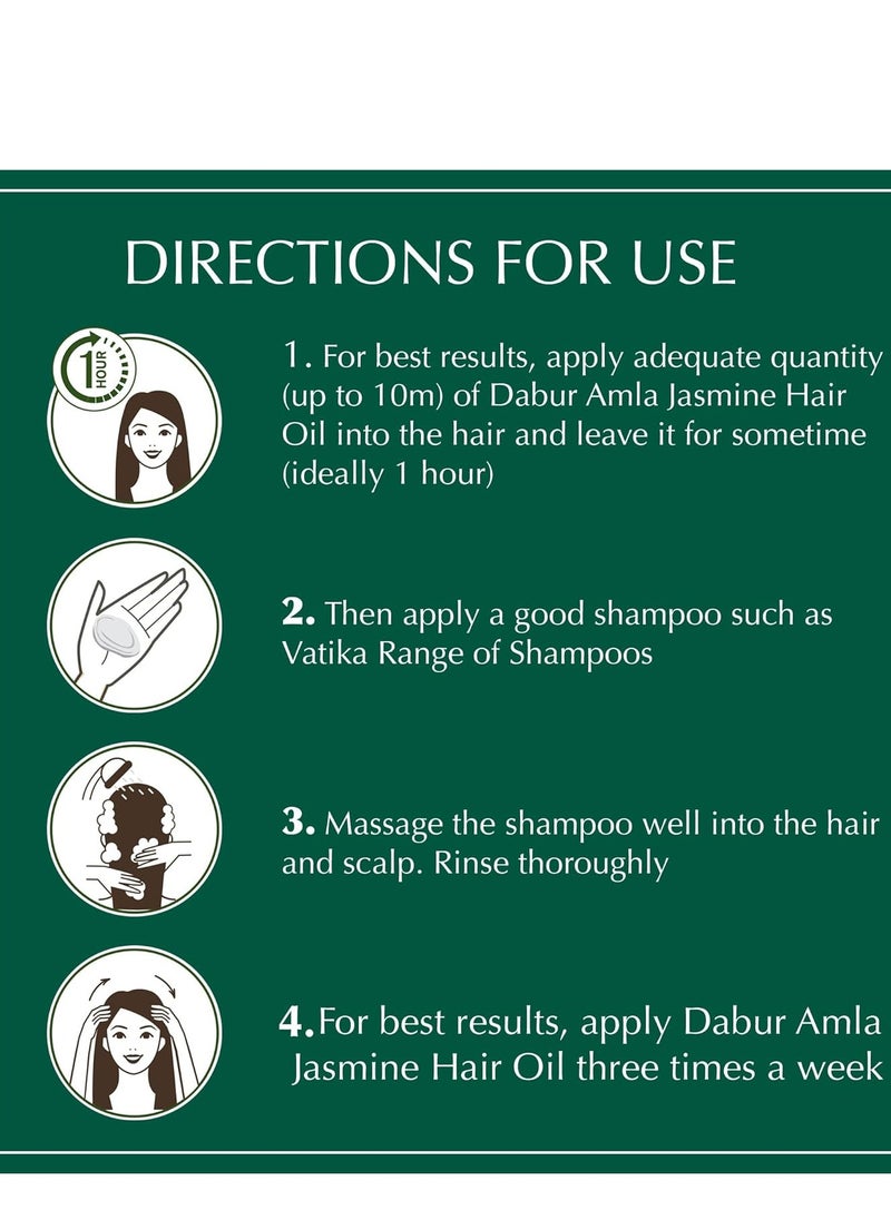 Dabur Amla Jasmine Hair Oil - Indian Hair Treatment for Healthy Hair, Moisturized Scalp, and Strengthening, Men and Women, 10.14 Fl Oz