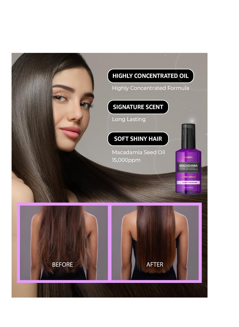 Kundal Ultra Macadamia Oil Hair Serum [Cherry Blossom]- Korean Hair Care Premium Hair Essential Oil, Intense Repair, Deep Nourishment, Frizz Control for All Hair Types 3.38fl oz (Pack of 1)
