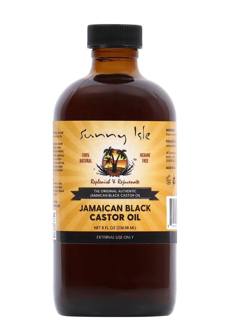 Sunny Isle Jamaican Black Castor Oil 8oz | 100% Natural Treatment for Hair, Scalp and Skin