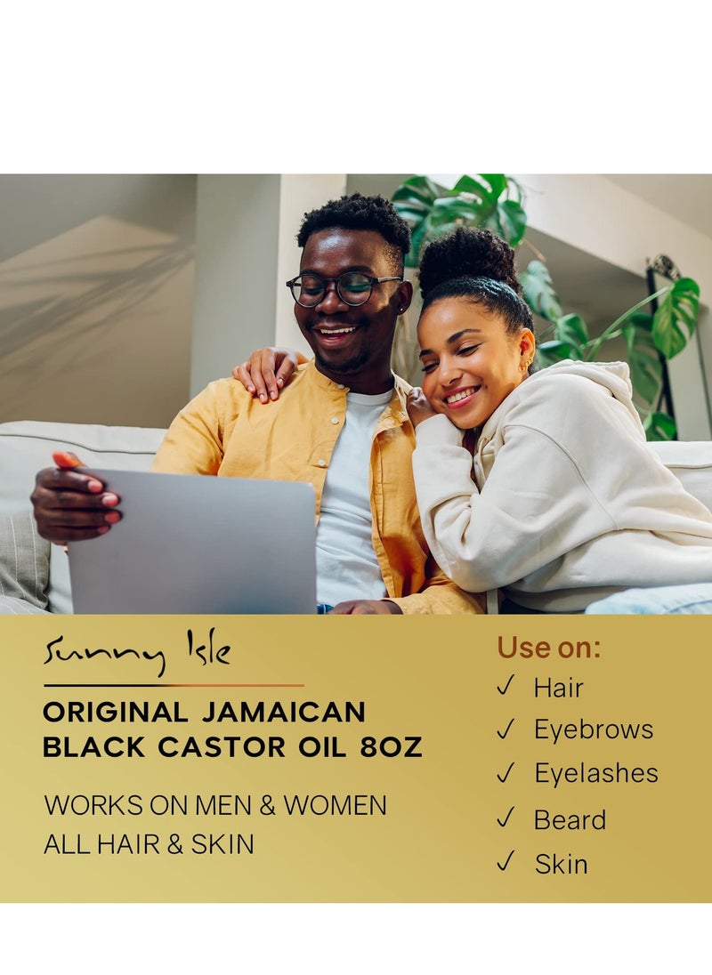 Sunny Isle Jamaican Black Castor Oil 8oz | 100% Natural Treatment for Hair, Scalp and Skin