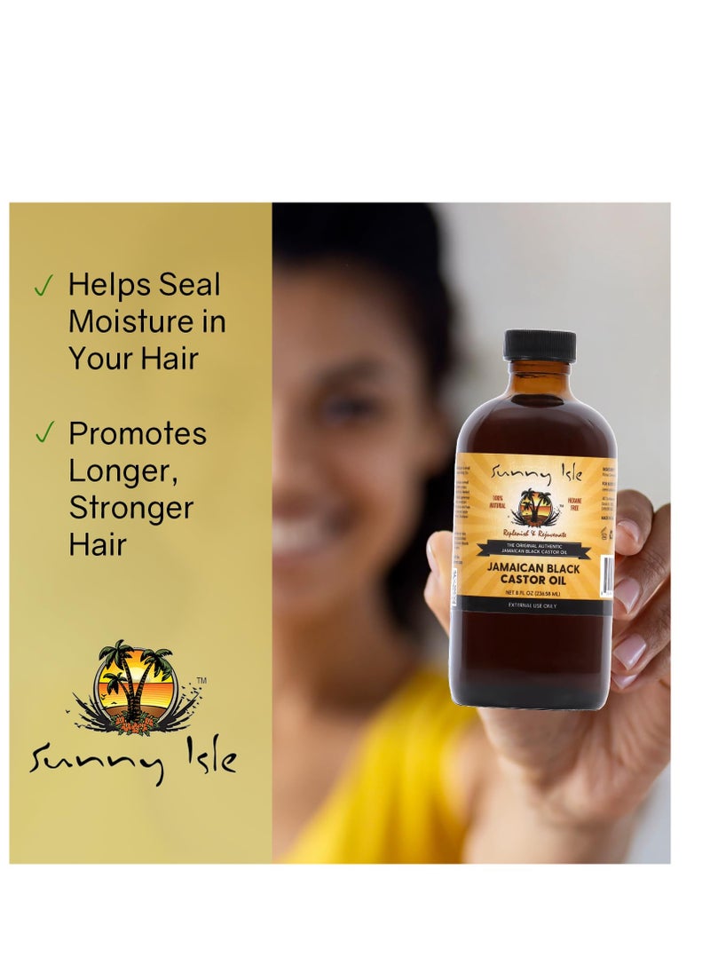 Sunny Isle Jamaican Black Castor Oil 8oz | 100% Natural Treatment for Hair, Scalp and Skin