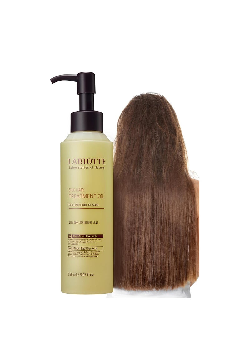 LABIOTTE Silk Oil Hair Treatment for Repair, Frizz Control & Shine - With Jojoba Oil for Dry, Damaged Hair Growth - 5.07 Fl Oz