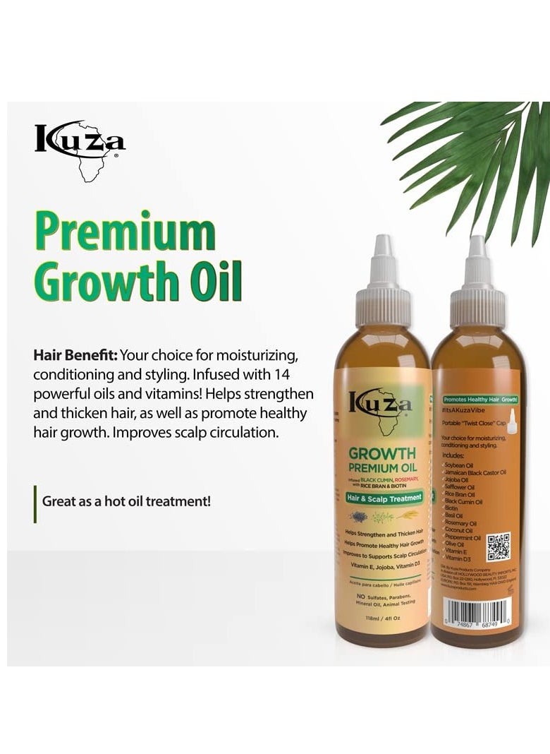 Premium Growth Oil W/Black Cumin & Rosemary 4 Oz. (Pack Of 2)
