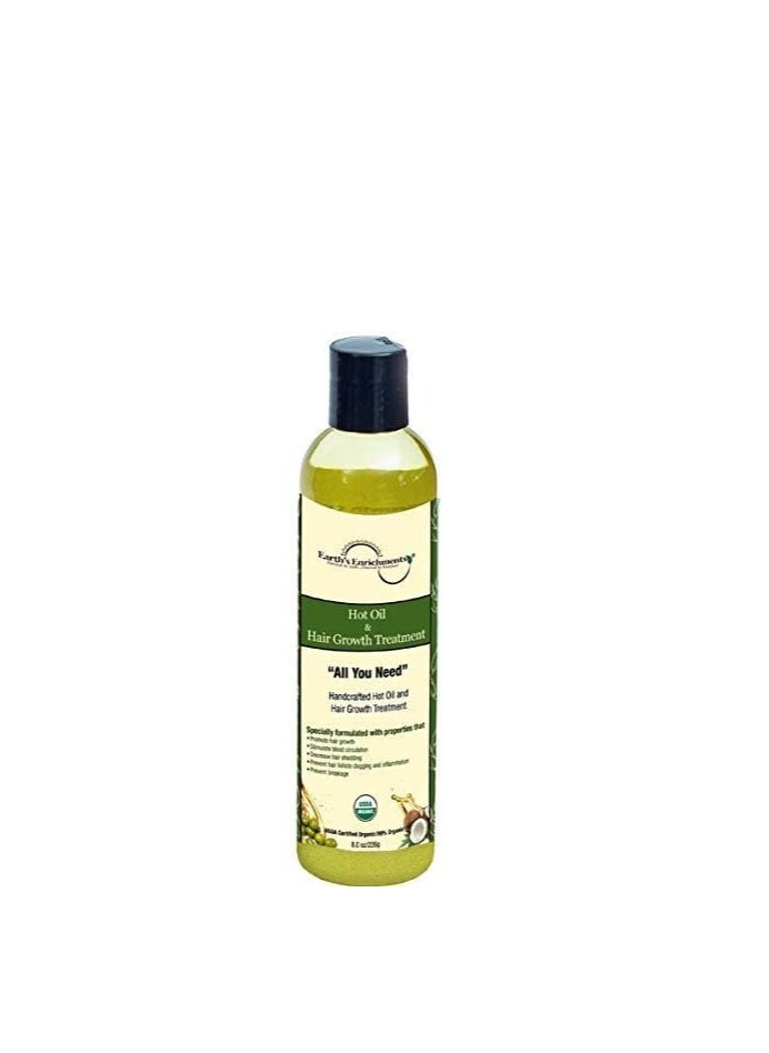 Earth's Enrichments Hot Oil Treatment for Dry, Damaged Hair, Hair Growth Serum, Moisturizes, Hydrates, Reduce Shedding and Breakage, USDA Organic, 8oz