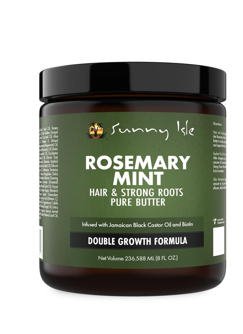 Sunny Isle Rosemary Mint Hair and Strong Roots Butter 8oz | Infused with Biotin & Jamaican Black Castor Oil | Strengthen and Nourish Hair | Dry Scalp, Split Ends…