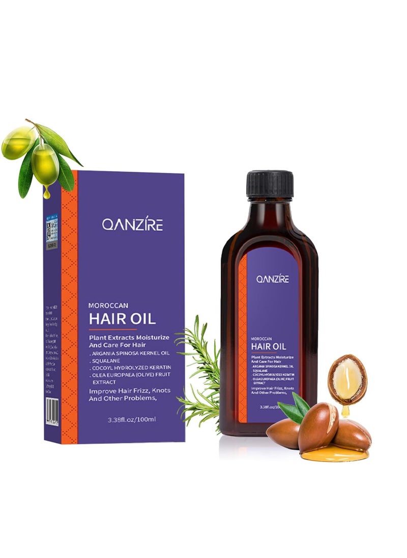 Moroccan Argan Oil,Purple Hair Essential Oil—Leave Hair Soft & Shiny,Deep Moisturizer,Frizz Control,Split End Repair for Dry & Damaged Hair,Hair Treatment Oil for Dry and Frizzy—100ML