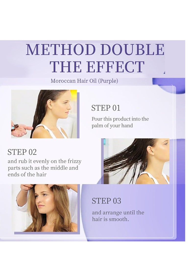 Moroccan Argan Oil,Purple Hair Essential Oil—Leave Hair Soft & Shiny,Deep Moisturizer,Frizz Control,Split End Repair for Dry & Damaged Hair,Hair Treatment Oil for Dry and Frizzy—100ML