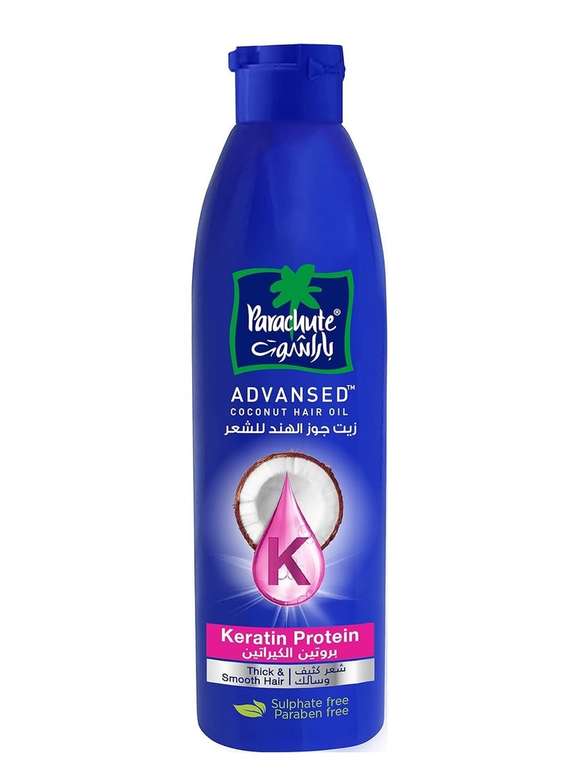 Parachute Advansed Keratin & Coconut Hair Oil |For Smooth & Shiny Hair |Reduces Hair Breakage & Split Ends| All Hair Types|No Parabens, Silicones & Sulphate| 5.7 Fl.oz.