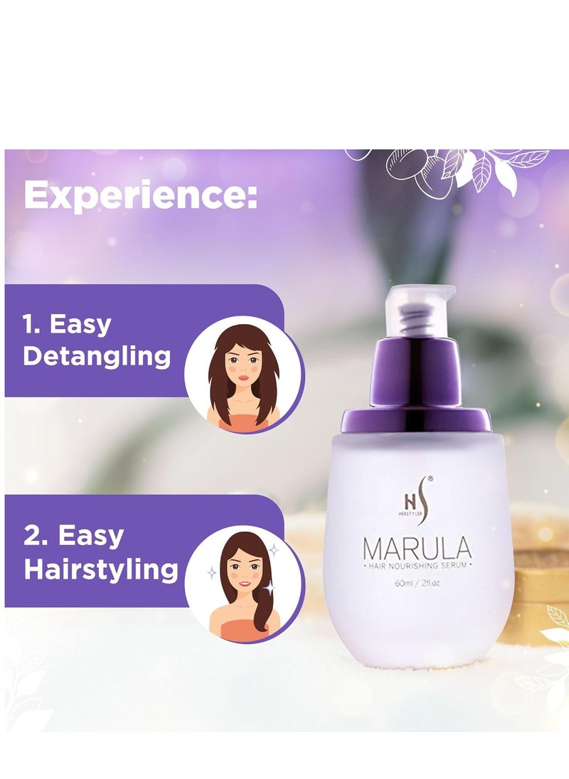 HerStyler Marula Oil Hair Serum - Anti Frizz Hair Serum for Frizzy and Damaged Hair - Marula Serum for Straightening - Hair Shine Serum - 2 Fl. Oz.