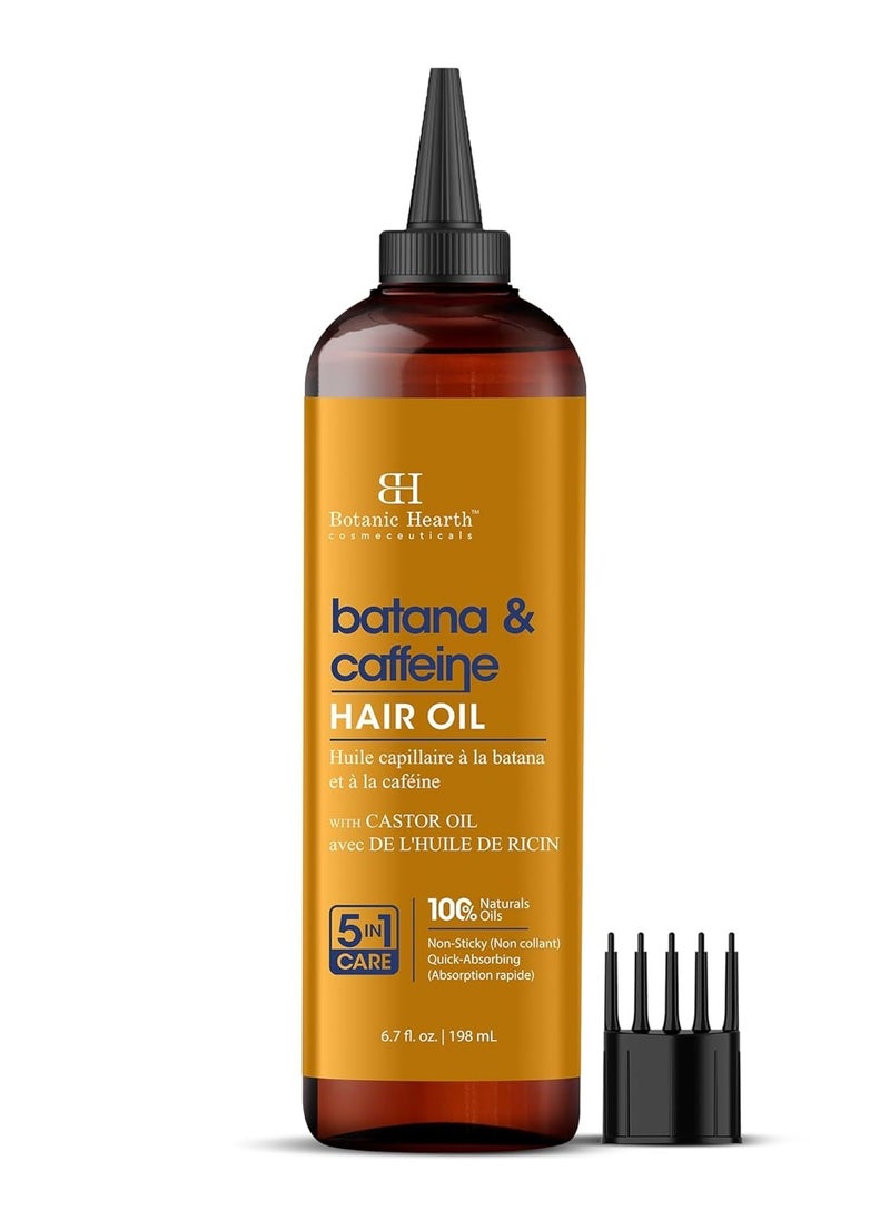 Botanic Hearth Batana & Caffeine Hair Oil (6.7 fl oz) | Revitalizing and Strengthening Hair Treatment for Fuller, Healthier-Looking Hair | Paraben Free | Suitable for All Hair Types