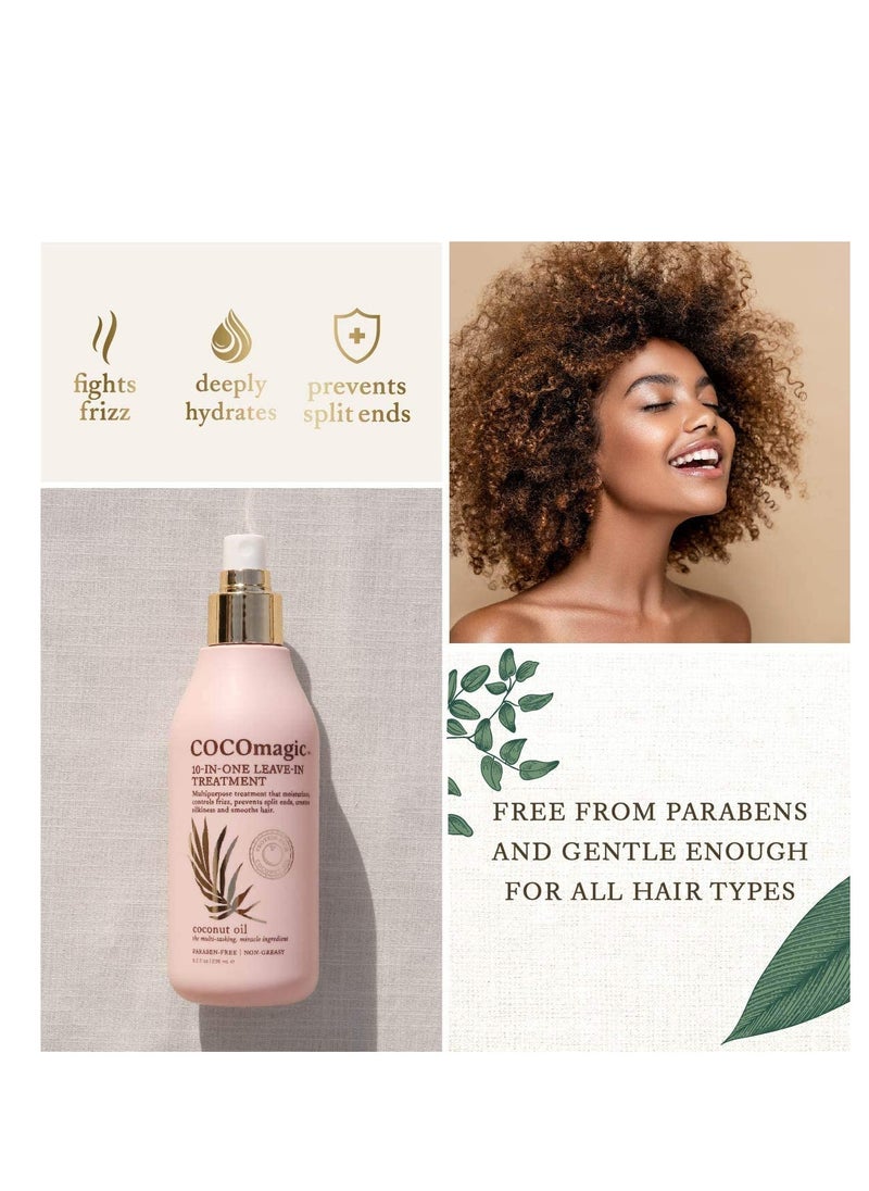 Cocomagic 10-in-1 Leave-in Hair Treatment with Coconut Oil | Hydrate, Detangle, Prevent Frizz | Smooths, Creates Silkiness | Gentle for All Hair Types | Paraben Free, Cruelty Free, Made in USA (8 oz)