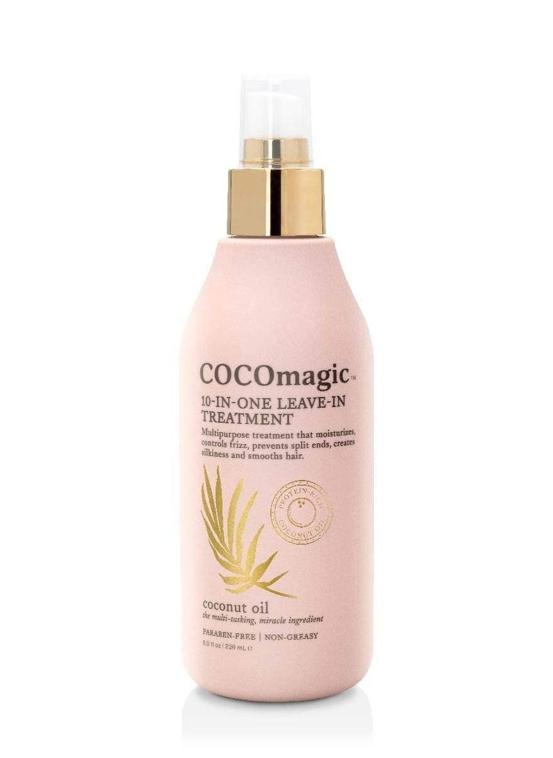 Cocomagic 10-in-1 Leave-in Hair Treatment with Coconut Oil | Hydrate, Detangle, Prevent Frizz | Smooths, Creates Silkiness | Gentle for All Hair Types | Paraben Free, Cruelty Free, Made in USA (8 oz)