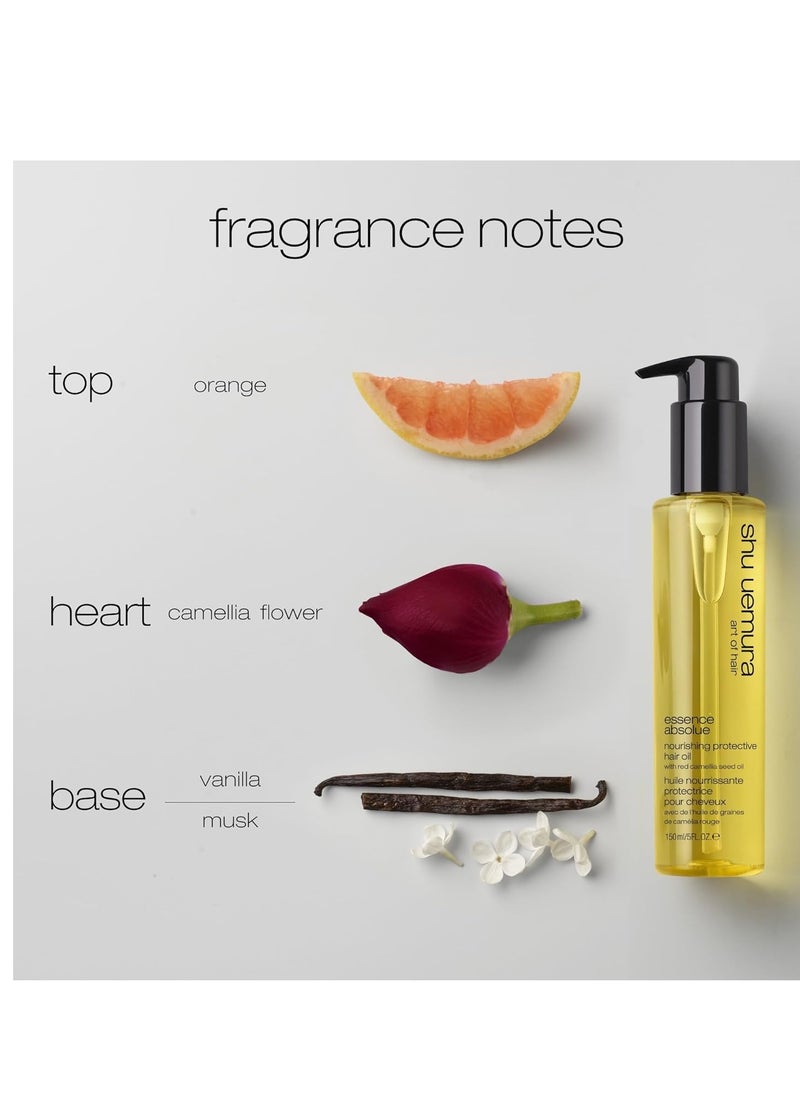 Shu Uemura Essence Absolue Nourishing Hair Oil | Lightweight Multi-Benefit Hair Oil | Hydrates, Adds Shine, and Reduces Frizz | With Heat Protection | With Japanese Camellia Oil | For All Hair Types
