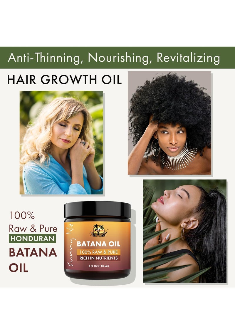 Sunny Isle 100% Raw & Pure Batana Oil 4oz | For Hair Growth from Honduras | Promotes Hair Thickness