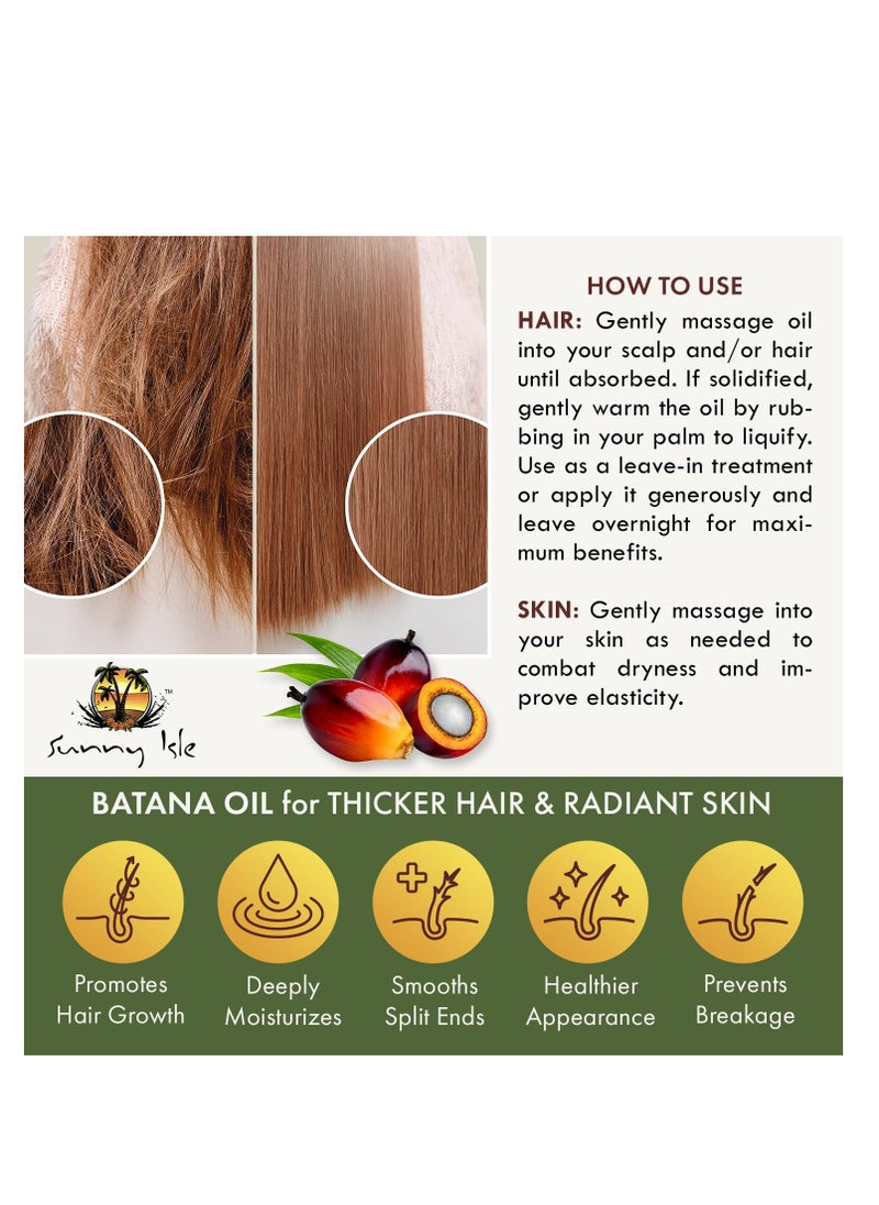 Sunny Isle 100% Raw & Pure Batana Oil 4oz | For Hair Growth from Honduras | Promotes Hair Thickness