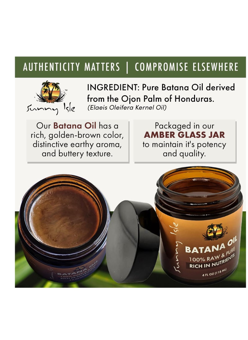 Sunny Isle 100% Raw & Pure Batana Oil 4oz | For Hair Growth from Honduras | Promotes Hair Thickness