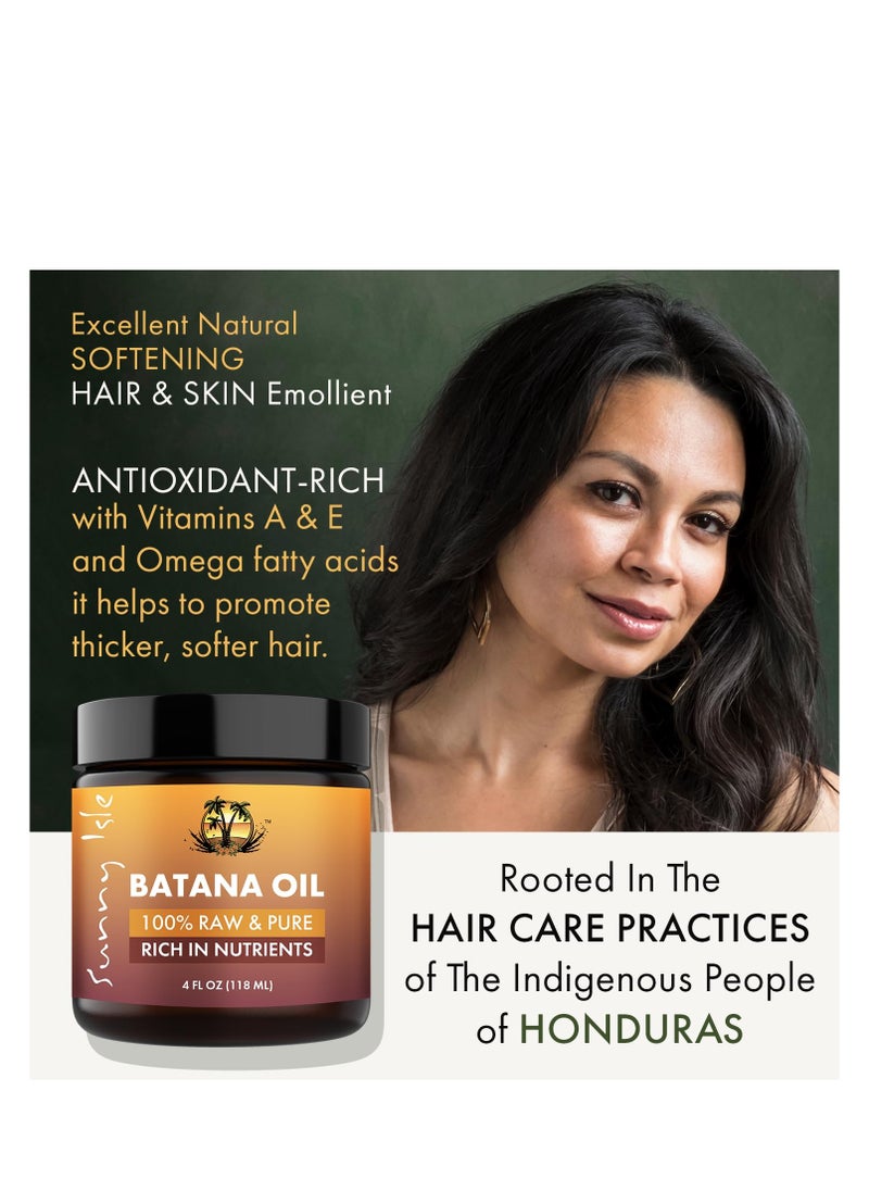 Sunny Isle 100% Raw & Pure Batana Oil 4oz | For Hair Growth from Honduras | Promotes Hair Thickness