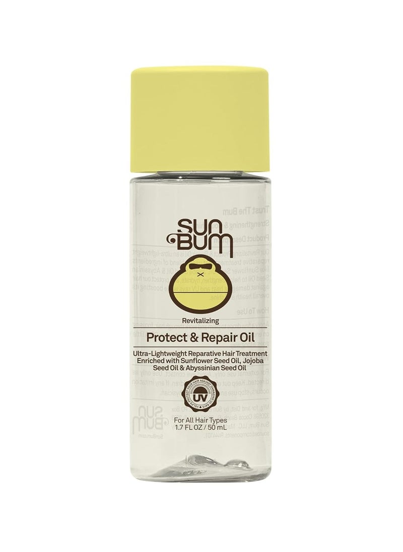Sun Bum Revitalizing Protect and Repair Hair Oil | UV Protecting, Vegan and Cruelty Free | Enriched with Jojoba Oil | 1.7 Fl Oz